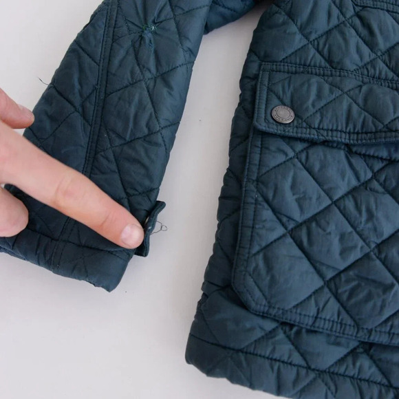 Burberry BRIT Green Zip Up Quilted Puffer Lined Hidden Hoodie Winter Jacket 8Y - Picture 10 of 16